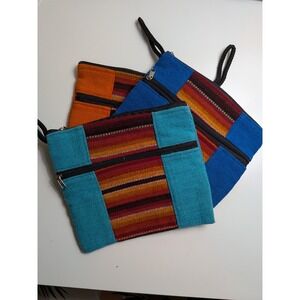 3 Bolivian Purses, Makeup Bag, Catchall W/ 2 Zipper Pockets Each, Wool W/ Lining